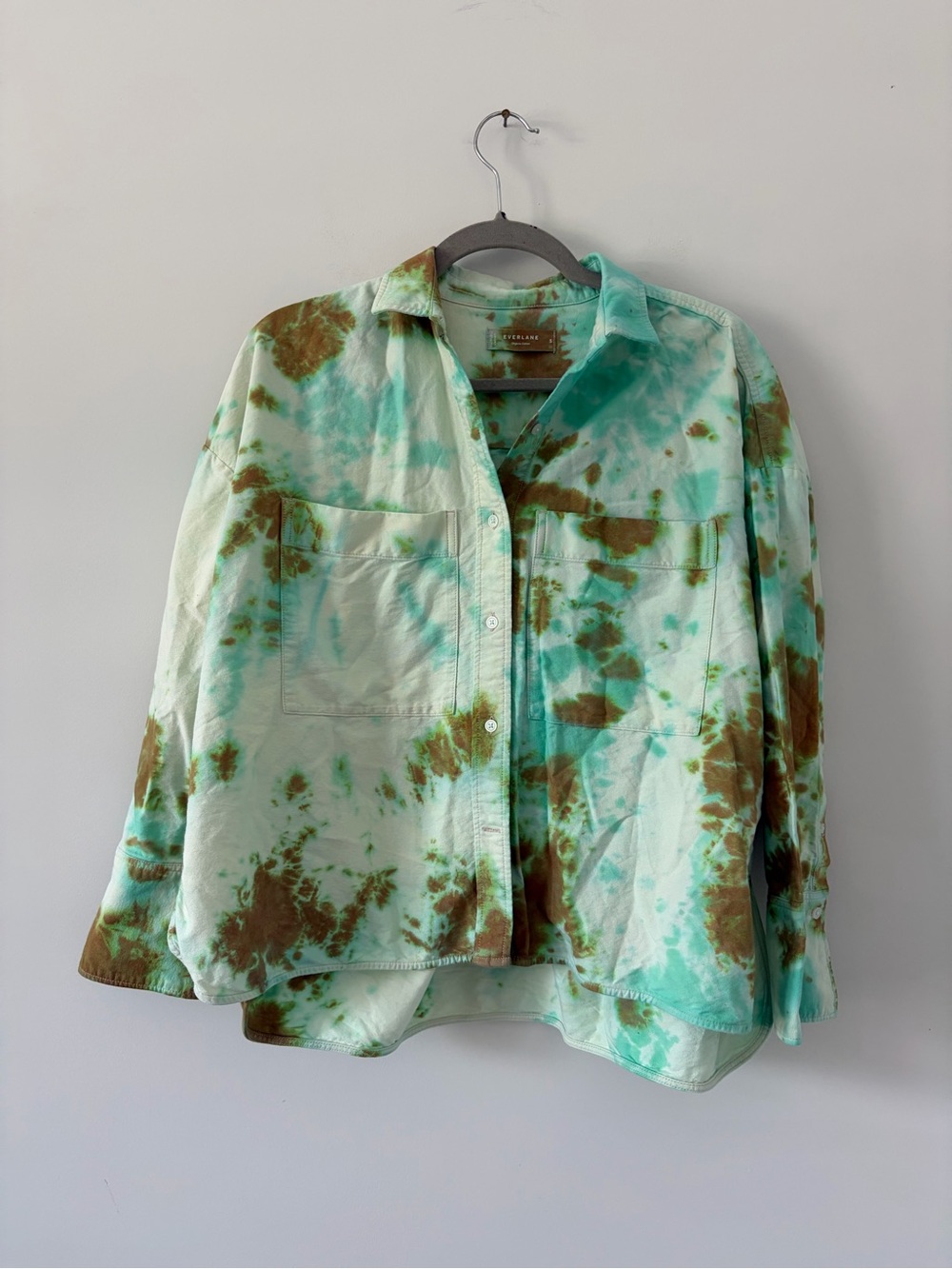 Everlane Organic Cotton Relaxed Boxy Fit Button Down Long Sleeve Blouse S